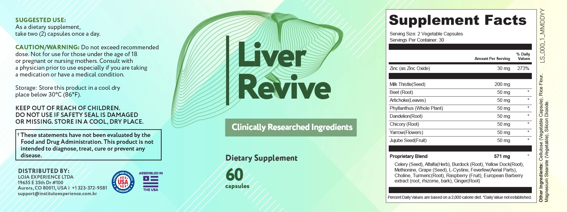 Liver Revive Product Label